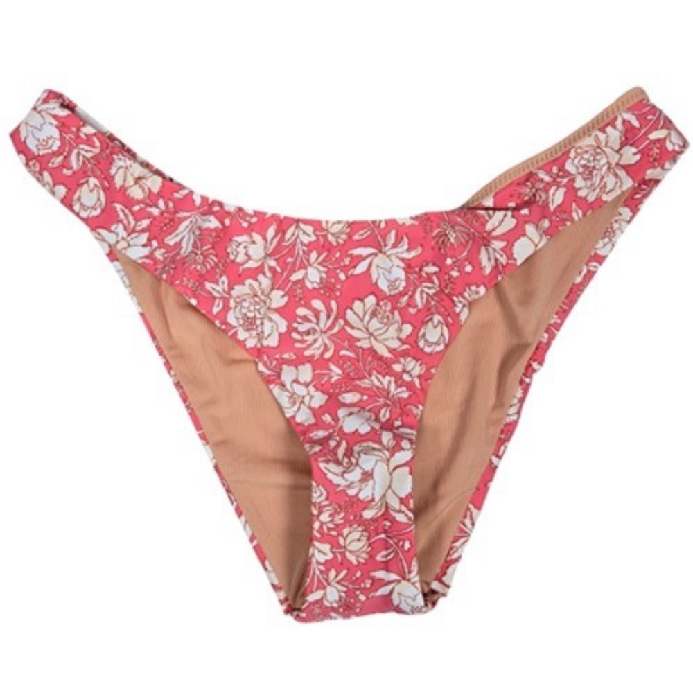 J. Crew curved waist cheeky bikini bottom pink floral